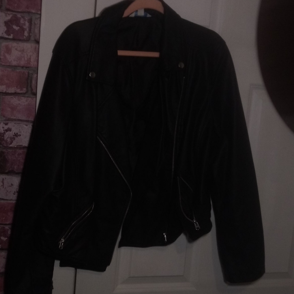 Faux leather moto style jacket